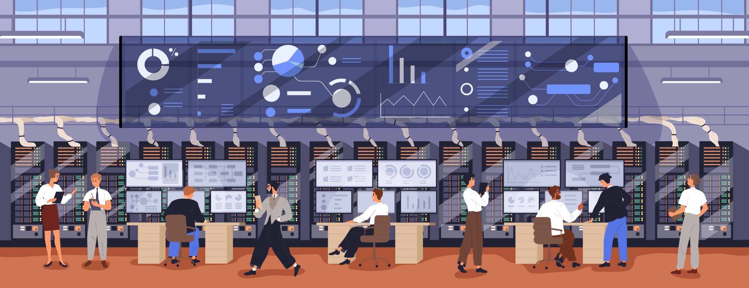 Big,Data,Control,And,Analytics,Center.,Information,Security,Engineers,Work